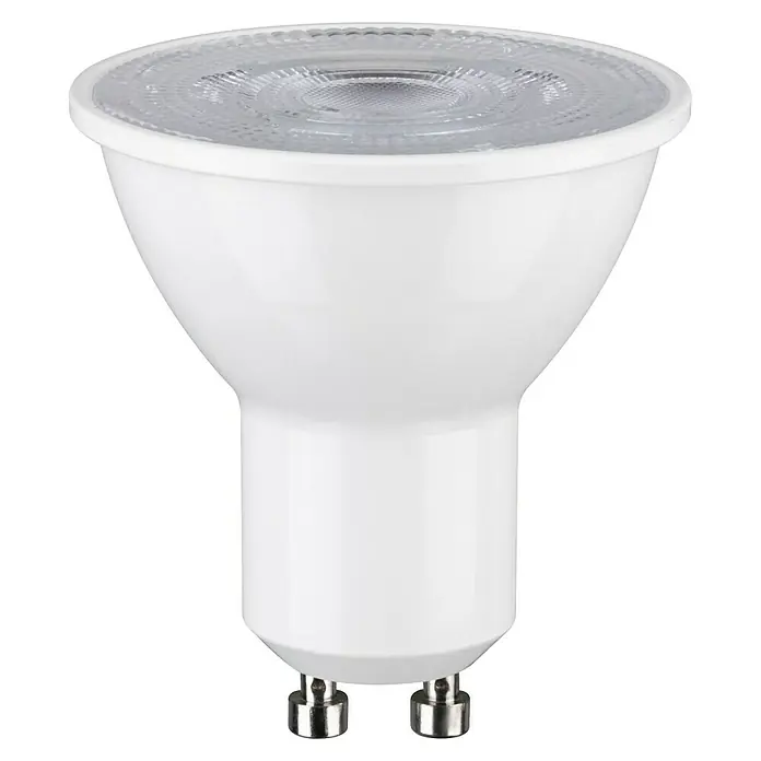 Paulmann LED-Lampe Reflektor Standard - GU10, Nicht Dimmbar, Warmweiß, 230 lm, 2,5 W, 5 Stk. - Nahaufnahme einer GU10 LED-Lampe mit weißem Gehäuse und klarem Diffusor, ideal für energieeffiziente Beleuchtungslösungen.