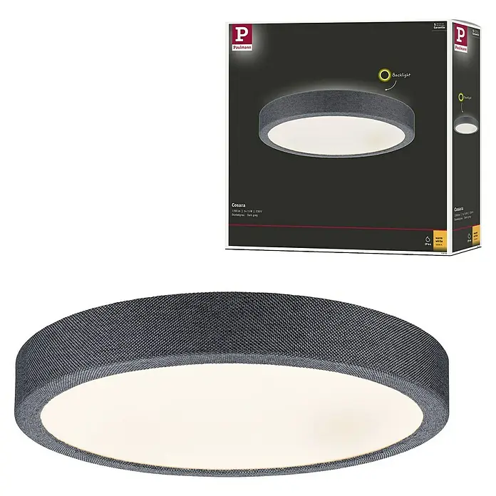 Paulmann LED-Panel rund Cosara - 15 W, Ø x H: 30 x 6,2 cm, Dungelgrau, Warmweiß - Cosara Deckenleuchte von Paulmann in Dunkelgrau, ideal für stilvolle Innenräume und angenehme Beleuchtung.