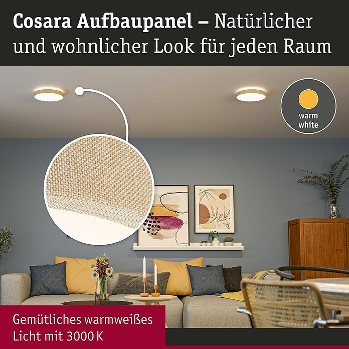 Paulmann LED-Panel rund Cosara (15 W, Ø x H: 30 x 6,2 cm, Beige, Warmweiß) | BAUHAUS