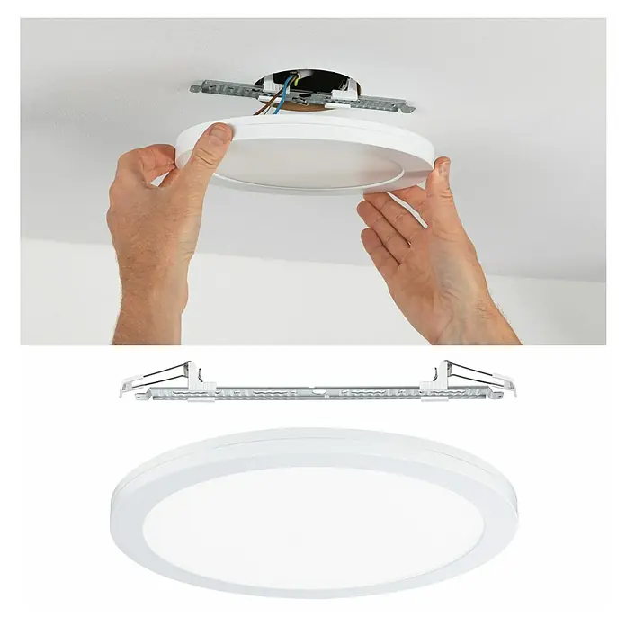 Paulmann LED-Einbauleuchte rund - 24 W, Ø x H: 33 x 1,9 cm, Weiß, Neutralweiß - Installation einer LED-Deckenleuchte mit Montageschiene für einfache Befestigung. Moderne Beleuchtungslösung für Innenräume.