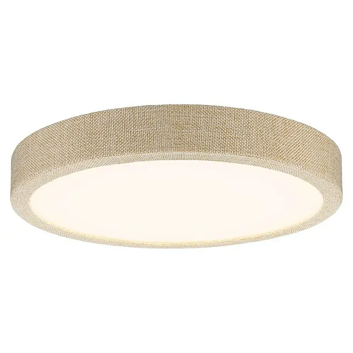 Paulmann LED-Panel rund Cosara - 15 W, Ø x H: 30 x 6,2 cm, Beige, Warmweiß - Stilvolle Deckenleuchte mit beigem Stoffschirm, die warmes Licht spendet und eine gemütliche Atmosphäre schafft. Ideal für Wohn- und Schlafbereiche.