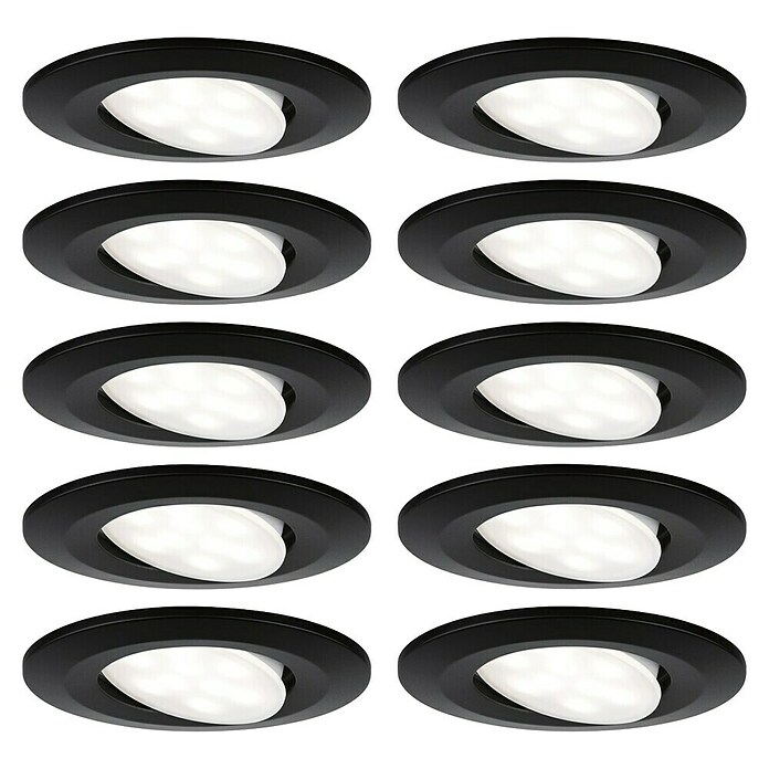 Paulmann Set de focos LED empotrables redondos Calla (6 W, Negro, 10 ud., Blanco neutro) | BAUHAUS