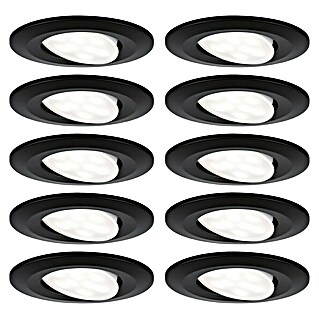 Paulmann Set de focos LED empotrables redondos Calla (6 W, Negro, 10 ud., Blanco neutro)