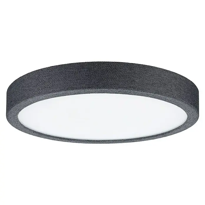 Paulmann LED-Panel rund Cosara - 15 W, Ø x H: 30 x 6,2 cm, Dungelgrau, Warmweiß - Die moderne runde Deckenleuchte mit einem schlichten Design und einem grauen Stoffbezug sorgt für eine angenehme Beleuchtung.