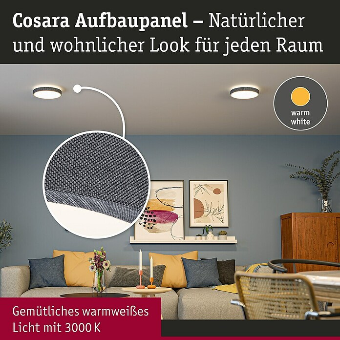 Paulmann LED-Panel rund Cosara (15 W, Ø x H: 30 x 6,2 cm, Dungelgrau, Warmweiß) | BAUHAUS