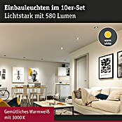 Paulmann LED-Einbauleuchten-Set rund (4,8 W, Ø x H: 8,2 x 3 cm, Weiß, 10 Stk., Warmweiß) | BAUHAUS