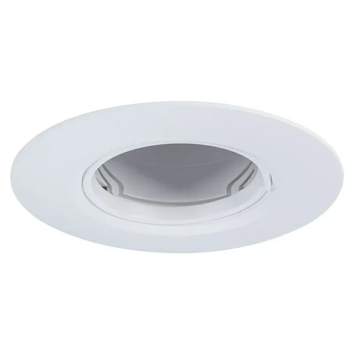 Paulmann Einbauleuchte - 9 cm, Weiß, 3 Stk., Starr - Nahaufnahme einer weißen, runden LED-Einbaulampe mit einem modernen und minimalistischen Design.