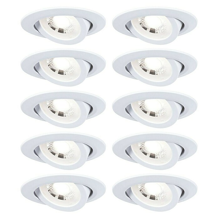 Paulmann LED-Einbauleuchten-Set rund (4,8 W, Ø x H: 8,2 x 3 cm, Weiß, 10 Stk., Warmweiß) | BAUHAUS