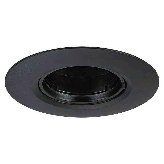 Paulmann Einbauleuchte - 9 cm, Schwarz, 3 Stk., Starr - Nahaufnahme einer schwarzen LED-Einbauleuchte mit einem eleganten, modernen Design für stilvolle Innenräume.
