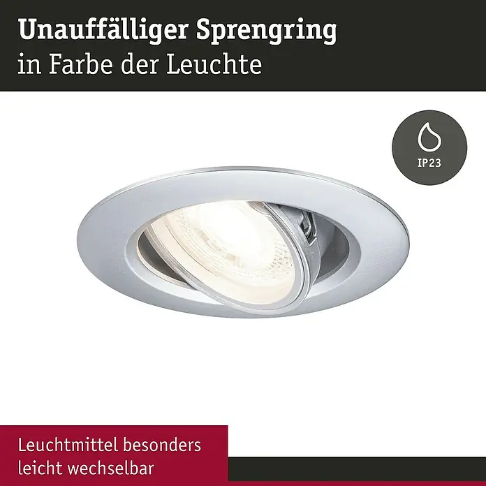 Paulmann Einbauleuchte - 10 W, 9 cm, Chrom, 10 Stk., Schwenkbar - Einbaustrahler in Silber mit schwenkbarem Leuchtmittel, ideal zur flexiblen Ausleuchtung von Wohnräumen. Die Leuchte ist spritzwassergeschützt (IP23).