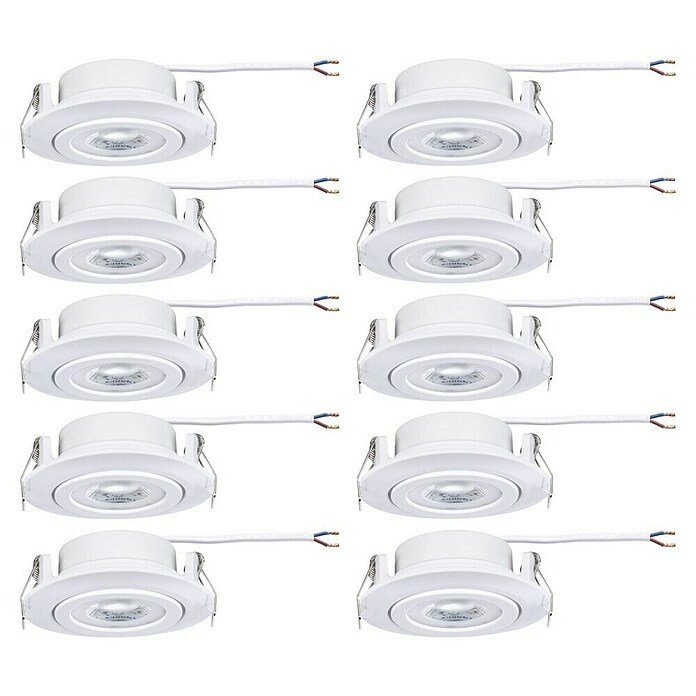 Paulmann LED-Einbauleuchten-Set rund (4,8 W, Ø x H: 8,2 x 3 cm, Weiß, 10 Stk., Warmweiß) | BAUHAUS