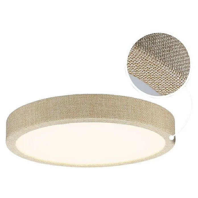 Paulmann LED-Panel rund Cosara - 15 W, Ø x H: 30 x 6,2 cm, Beige, Warmweiß - Die moderne Deckenleuchte mit Stoffbezug sorgt für eine angenehme Beleuchtung. Ideal für Wohn- und Schlafräume.