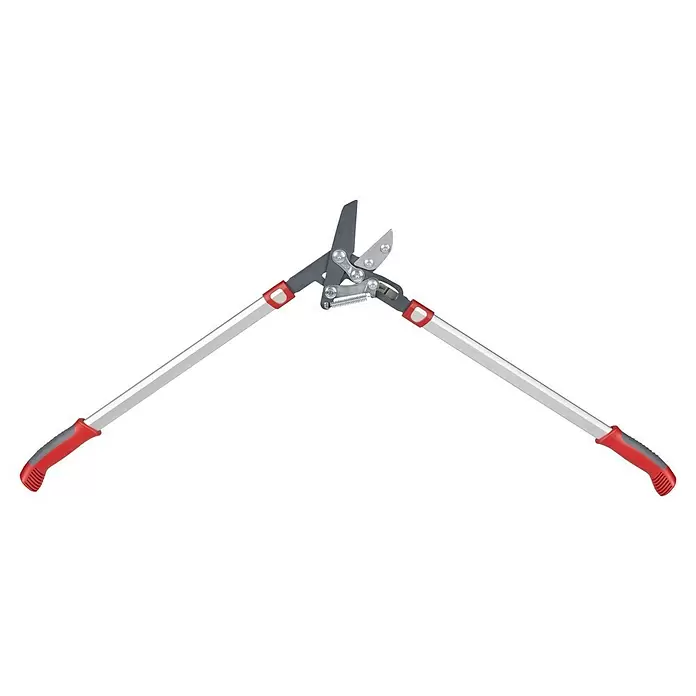 Wolf-Garten Cortarramas para jardín RS 800 V - Grosor de rama máx.: 50 mm, Yunque - Tijeras de podar de mango largo con empuñaduras plateadas y rojas/grises para cortar ramas.