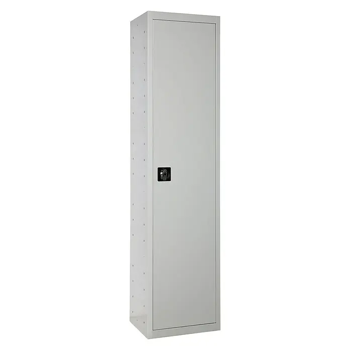 Simonrack Simonlocker Armario multiusos metálico Multi Professional Desmontado - L x An x Al: 40 x 60 x 180 cm, Número de puertas: 1 ud., Gris/Gris - Armario de acero gris con puerta con cerradura y agujeros de ventilación. Ideal para oficinas, talleres o garajes para almacenamiento seguro.