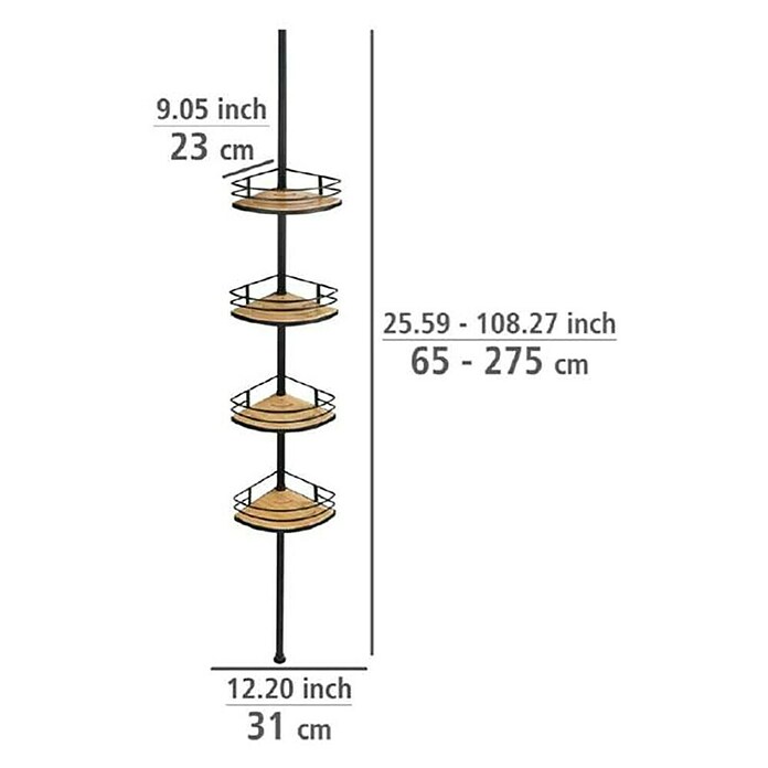 Wenko Teleskopski kotni regal  (Nastavitev višine: 65 cm - 275 cm) | 3746 - Badhelfer | DADD - Accessoires | DAD - Badausstattung | DA - Badausstattung/Bäderwelt | D - Sanitär | BAUHAUS