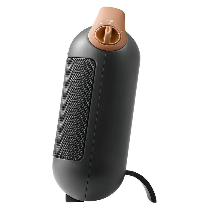 De'Longhi Calefactor de aire Capsule - 900 W - 1.800 W, Gris oscuro - Calefactor portátil negro con un mando para ajustes de calor personalizados, ideal para el hogar y la oficina.
