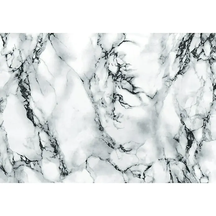 D-c-fix Marmoreffektfolie Marmi - 200 x 45 cm, Weiß, Selbstklebend - Elegante Marmorstruktur in Weiß mit filigranen schwarzen Adern, ideal für stilvolle Hintergründe und Designs.