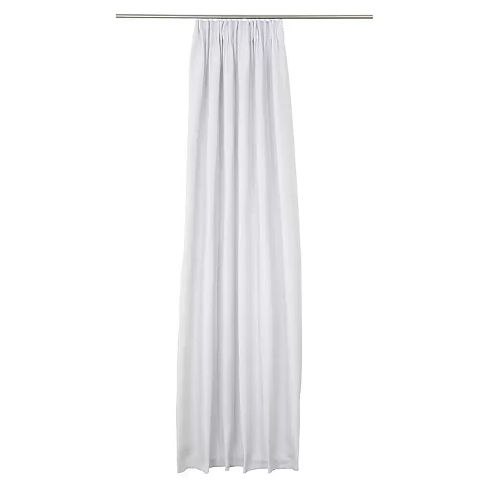 Schlaufenschal Dim - B x H: 135 x 245 cm, 100 % Polyester, Weiß - Weißer Vorhang hängt an einer Stange.
