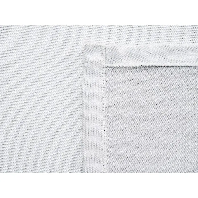 Schlaufenschal Dim - B x H: 135 x 245 cm, 100 % Polyester, Weiß - Nahaufnahme eines weißen Stoffes mit feiner Webstruktur und verstärktem Rand, ideal für Bastelarbeiten und Textilprojekte.