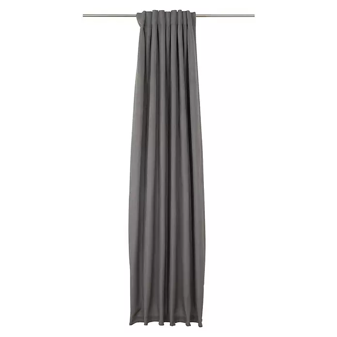 Schlaufenschal Dim - B x H: 135 x 245 cm, 100 % Polyester, Anthrazit - Grau gefalteter Vorhang an einer silbernen Stange.