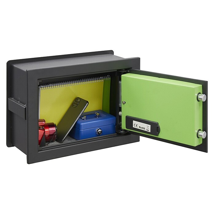 Arregui Kuro Caja fuerte empotrable (L x An x Al: 25 x 36 x 26 cm, Negro/Verde, 16 l) | BAUHAUS