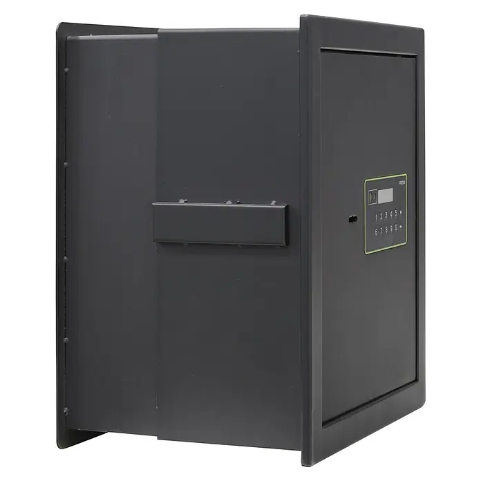 Arregui Kuro Caja fuerte empotrable - L x An x Al: 25 x 36 x 39 cm, Negro/Verde, 24 l - Una caja fuerte gris para llaves con un código numérico para un almacenamiento seguro de llaves.