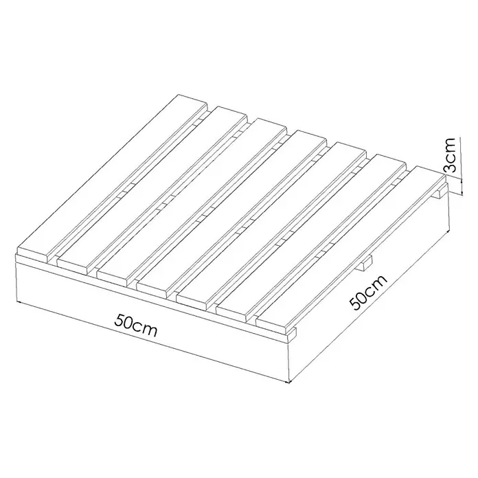 Cerland Loseta de madera Cleia - Pino, 50 x 50 x 3 cm, 1 ud. - Palet de madera de 50 x 50 cm, ideal para proyectos de bricolaje y como elemento decorativo. Los listones tienen 3 cm de altura.