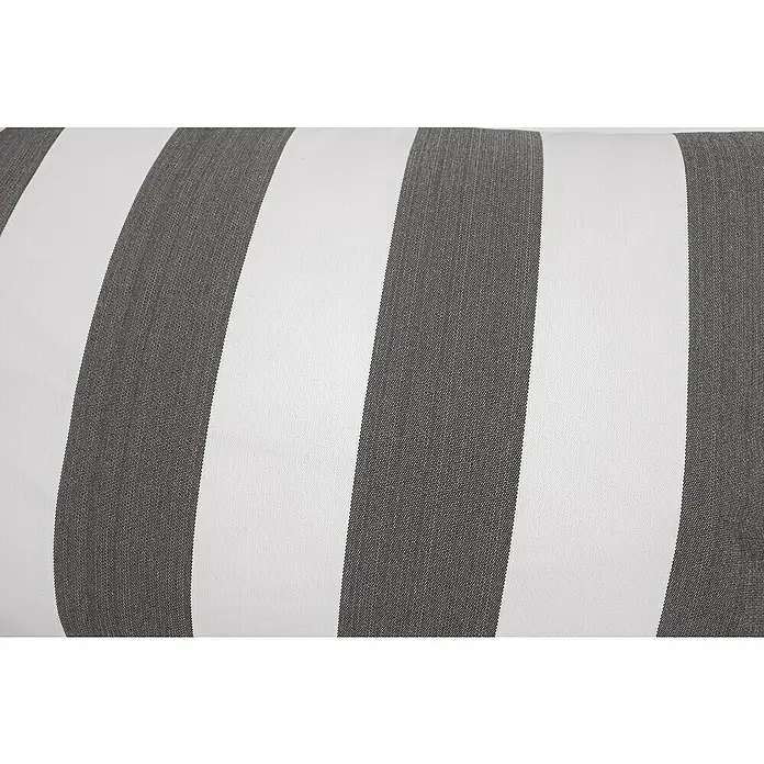 Sitting Point Sitzsack Santorin Calypso - 110 x 115 x 90 cm, Anthrazit/Weiß, 100 % Polypropylen - Nahaufnahme eines Kissens mit breiten, vertikalen Streifen in Grau und Weiß, die eine moderne und stilvolle Textur erzeugen.