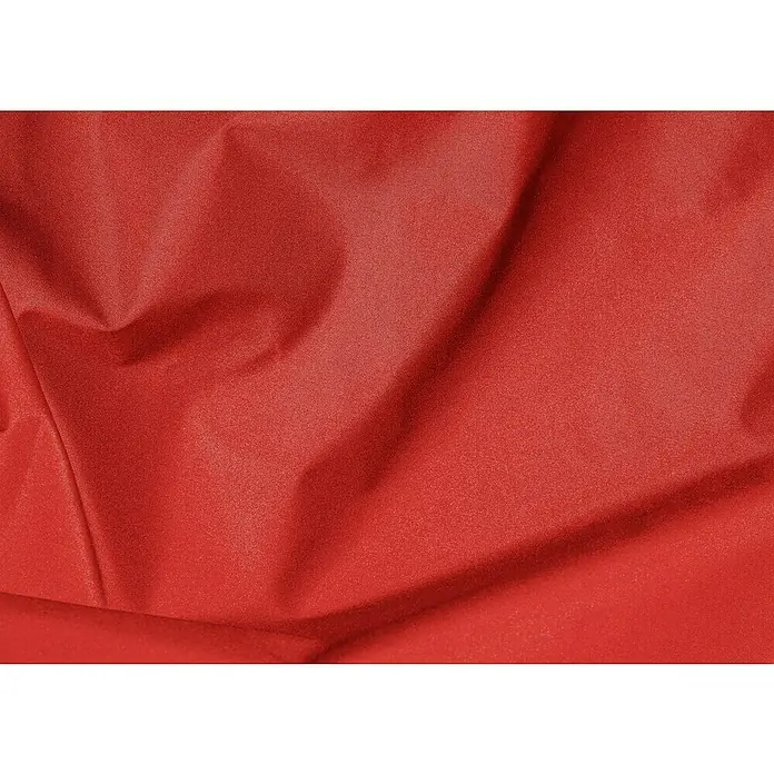 Sitting Point Sitzsack Twist Scuba90 x 70 x 80 cm, Rot, 100 % Polyester/100 % Polyvinylchlorid - Nahaufnahme eines roten Stoffstücks mit subtilen Falten und einer feinen Textur, ideal für Hintergründe oder Designelemente.
