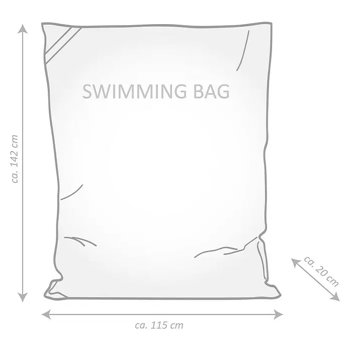 Sitzsack Swimming Bag - 115 x 142 x 20 cm, Jeansblau, 100 % Polyester - Helle Schwimmsack, ca. 142 cm hoch, 115 cm breit und 20 cm tief.