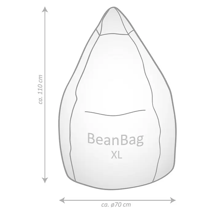 Sitting Point Sitzsack Beanbag Fußball - XL, Schwarz/Weiß, 100 % Baumwolle - Helles graues XL-Sitzsack, ca. 110 cm hoch und 70 cm Durchmesser.