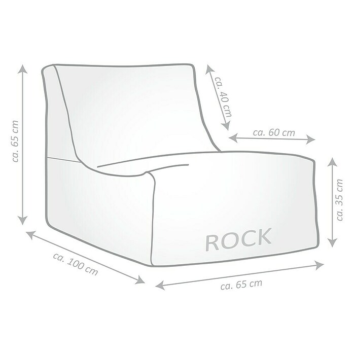 Sitting Point Sitzsack Santorin Rock (100 x 65 x 65 cm, Taupe/Weiß, 100 % Polypropylen) | BAUHAUS