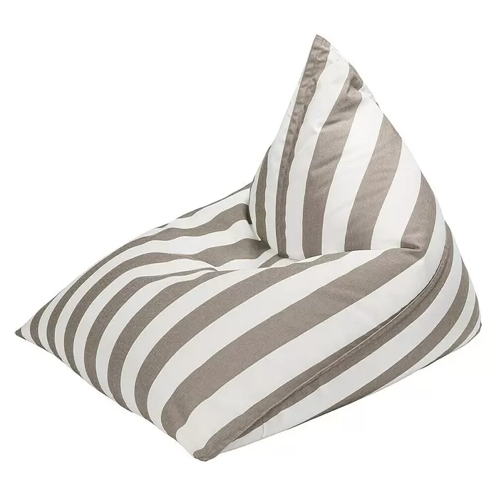 Sitting Point Sitzsack Santorin Calypso - 110 x 115 x 90 cm, Taupe/Weiß, 100 % Polypropylen - Gestreifter Sitzsack aus weißem und beige-grauem Stoff, für lässiges Sitzen.