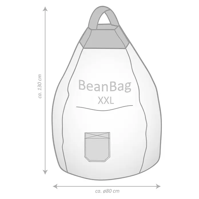 Sitting Point Sitzsack Beanbag Jamie - XXL, Braun, 100 % Polyester - XXL-Sitzsack, ca. 130 cm hoch und ca. 80 cm Durchmesser, mit Tragegriff und kleiner Tasche.