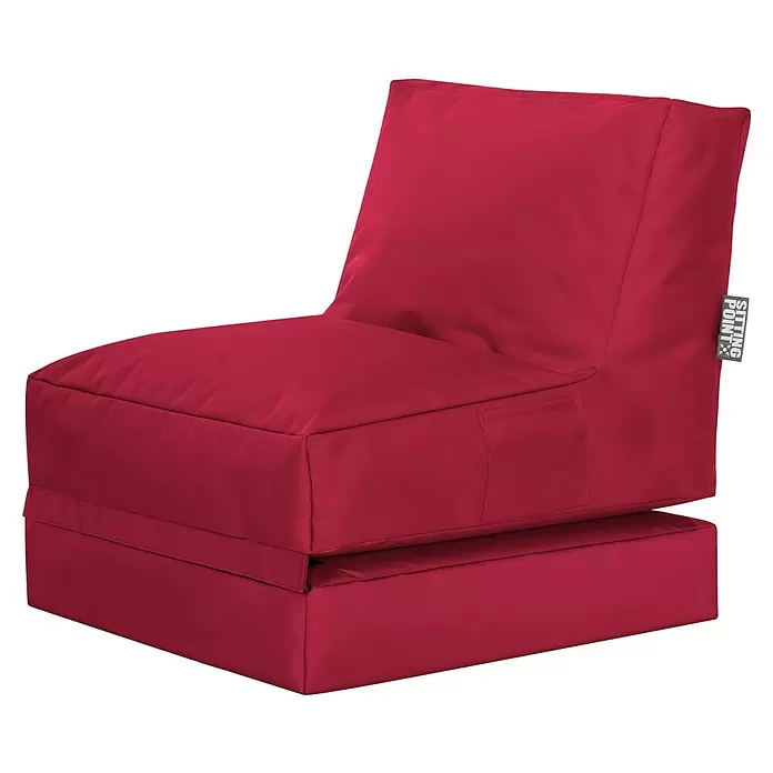 Sitting Point Sitzsack Twist Scuba - 90 x 70 x 80 cm, Rot, 100 % Polyester/100 % Polyvinylchlorid - Roter, faltbarer Boden-Sitzsack mit Seitentasche und Markenetikett.