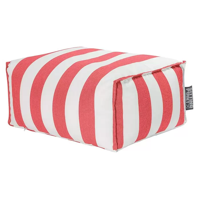Sitting Point Sitzhocker Santorin Roll - 65 x 55 x 35 cm, Rot/Weiß, 100 % Polypropylen - Rot-weiß gestreifter Stoff-Pouf.