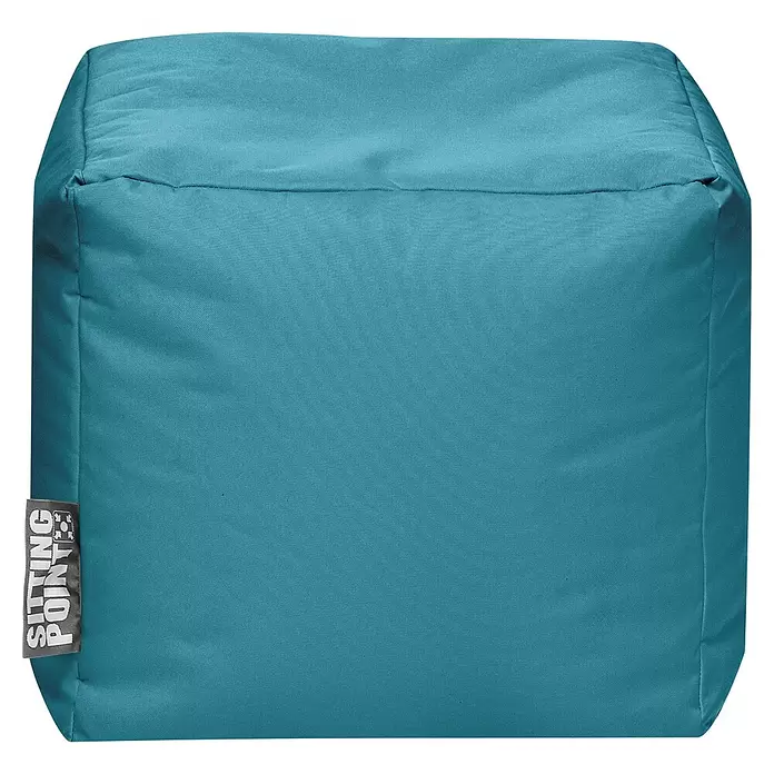 Sitting Point Sitzhocker Cube Scuba - 40 x 40 x 40 cm, Petrol, 100 % Polyester - Türkisfarbener Stoff-Sitzwürfel, ideal als Fußhocker oder zusätzliche Sitzgelegenheit.