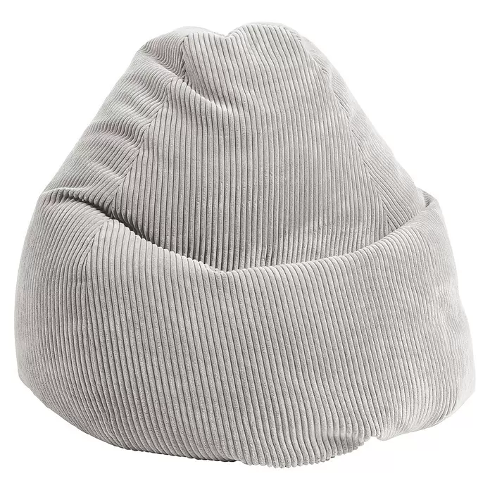 Sitzsack Beanbag Shara - XL, Grau, 95 % Polyester, 5 % Nylon - Grauer Kord-Sitzsack zum Entspannen.