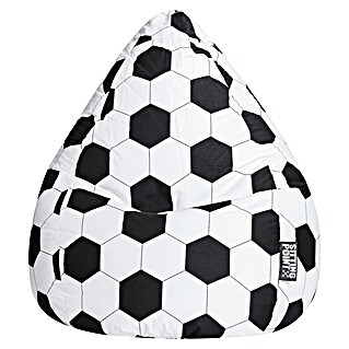Sitting Point Puf saco Fútbol (XL, Negro/Blanco, 100% algodón)