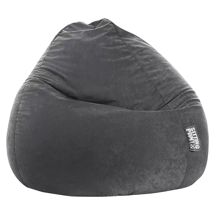 Sitting Point Sitzsack Beanbag Easy - XXL, Anthrazit, 100 % Polyester - Dunkelgrauer Samt-Sitzsack mit 'SITTING POINT'-Etikett zum bequemen Sitzen.