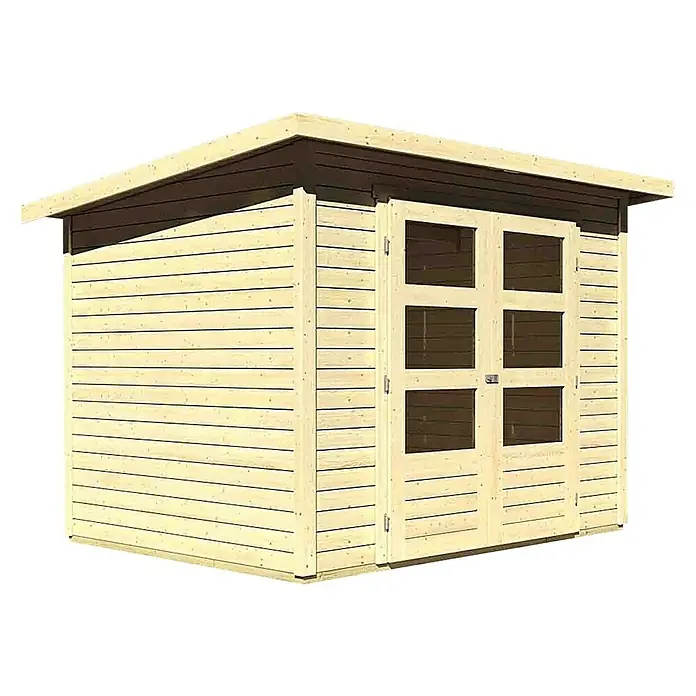 Karibu Gartenhaus Stockach - Außenmaß inkl. Dachüberstand (B x T): 282 x 210 cm, Holz, Natur - Modernes Gartenhaus aus Holz mit Doppeltür und Fenster, ideal für die Aufbewahrung von Gartengeräten und Möbeln.