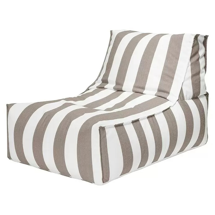 Sitting Point Sitzsack Santorin Rock - 100 x 65 x 65 cm, Taupe/Weiß, 100 % Polypropylen - Weiß-grau gestreifter Sitzsack, für bequeme Entspannung.