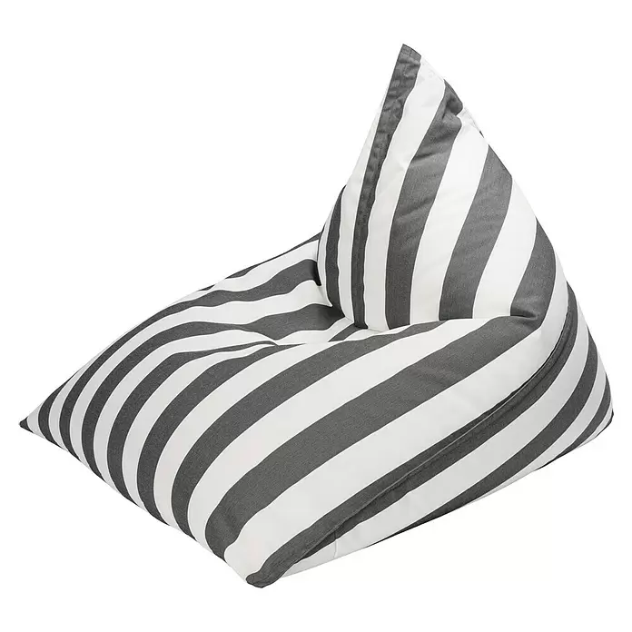 Sitting Point Sitzsack Santorin Calypso - 110 x 115 x 90 cm, Anthrazit/Weiß, 100 % Polypropylen - Gestreifter Sitzsack in Weiß und Dunkelgrau für bequemes, lässiges Sitzen.