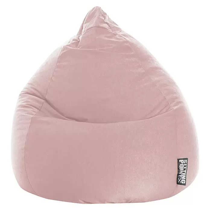Sitting Point Sitzsack Beanbag Easy - XL, Altrose, 100 % Polyester - Rosafarbener Velours-Sitzsack mit 'SITTING POINT' Etikett.