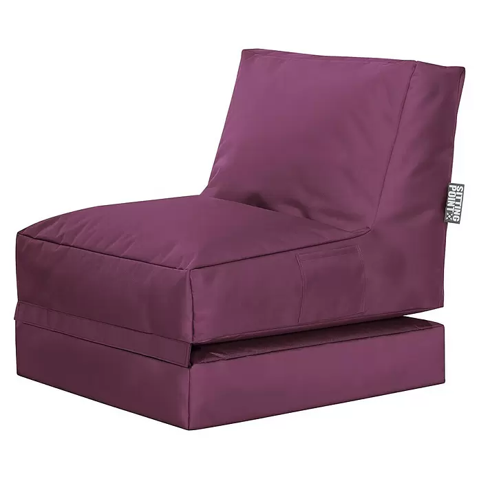 Sitting Point Sitzsack Twist Scuba - 90 x 70 x 80 cm, Aubergine, 100 % Polyester/100 % Polyvinylchlorid - Lila Stoff-Lounge-Sessel mit klappbarer Basis.
