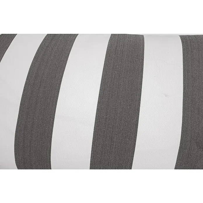 Sitting Point Sitzhocker Santorin Roll - 65 x 55 x 35 cm, Anthrazit/Weiß, 100 % Polypropylen - Nahaufnahme eines Kissens mit grau-weißen Streifenmuster, das Textur und Design hervorhebt.\n