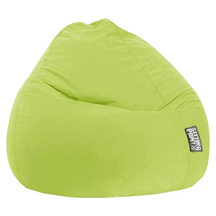 Sitting Point Sitzsack Beanbag Easy - XXL, Grün, 100 % Polyester - Hellgrüner, weicher Sitzsack mit „SITTING POINT“-Markenetikett an der Seite.