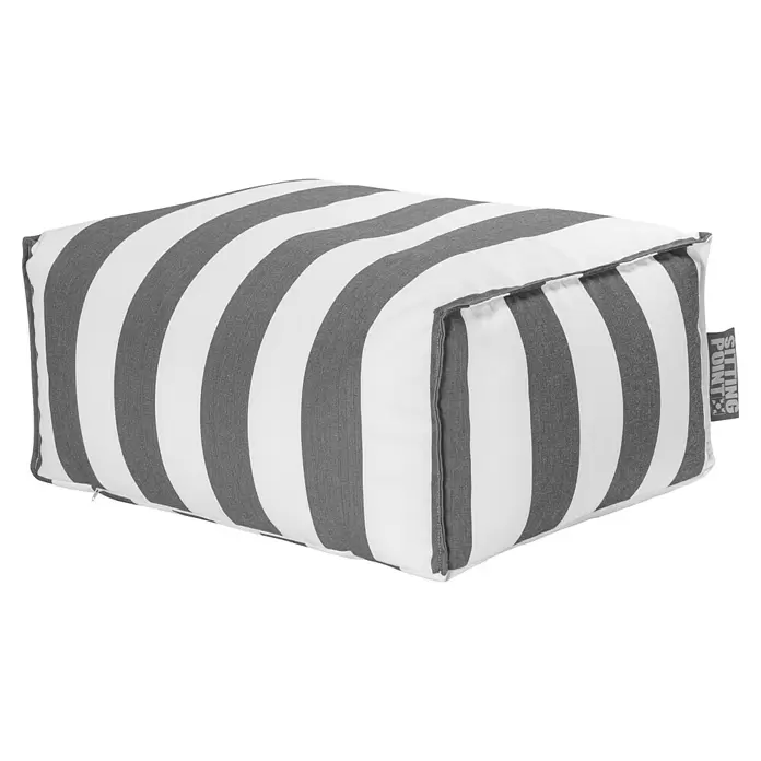 Sitting Point Sitzhocker Santorin Roll - 65 x 55 x 35 cm, Anthrazit/Weiß, 100 % Polypropylen - Quadratischer grau-weiß gestreifter Stoff-Pouf.