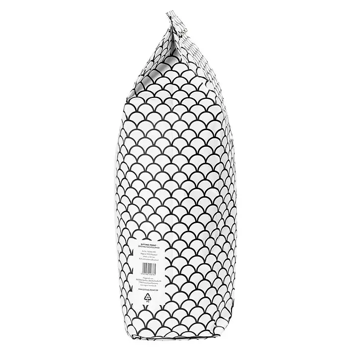 Sitting Point Polystyrolkugel Nachfüllpack - 60 l, Weiß - Weißer Polystyrol-Nachfüllbeutel mit schwarzem Schuppenmuster.