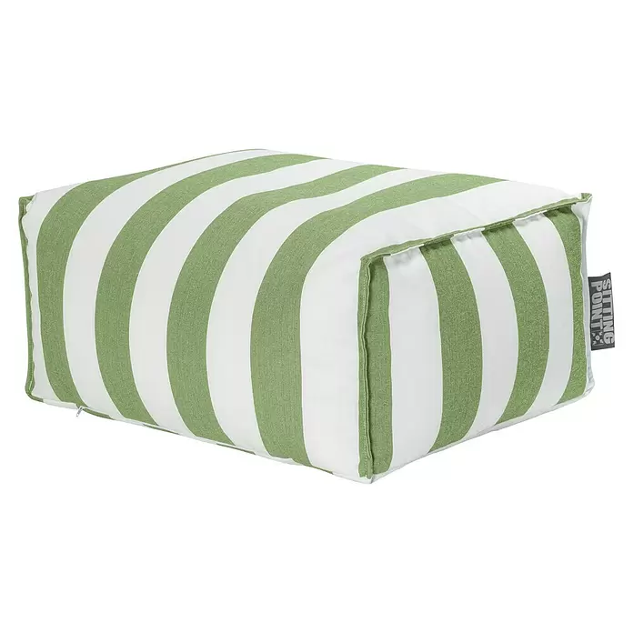 Sitting Point Sitzhocker Santorin Roll - 65 x 55 x 35 cm, Grün/Weiß, 100 % Polypropylen - Rechteckiger grün-weiß gestreifter Stoffpouf.